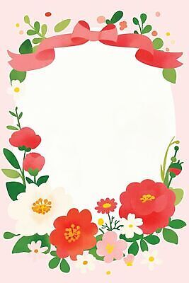 JPG 꽃 분홍색 잎 일러스트 프레임 화사함 꽃프레임 국내일러스트 AI일러스트 AI콘텐츠 식물 컬러 컨셉 파일형식