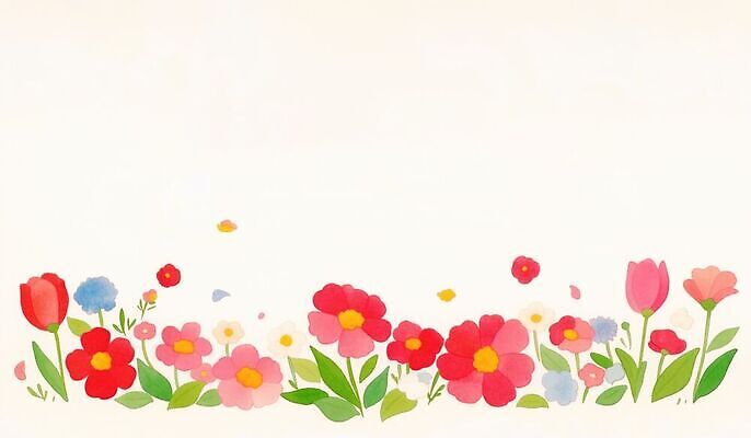 JPG 꽃 분홍색 잎 꽃밭 일러스트 빨간색 파란색 튤립 수국 꽃프레임 국내일러스트 AI일러스트 AI콘텐츠 식물 컬러 프레임 파일형식