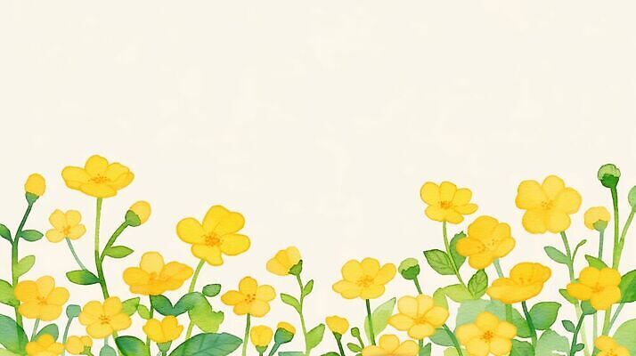 JPG 식물 꽃 백그라운드 잎 일러스트 자연 수채화 노란색 들꽃 국내일러스트 AI일러스트 AI콘텐츠 컬러 생태계 파일형식