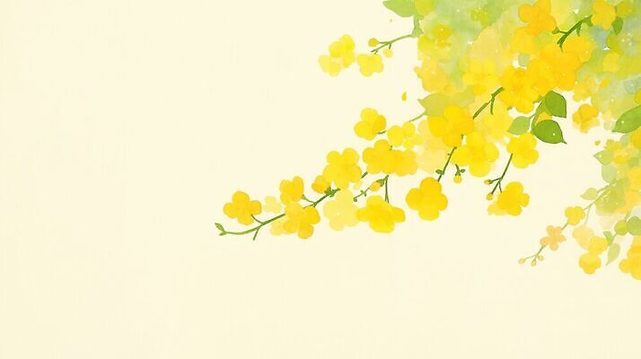 JPG 식물 꽃 백그라운드 잎 일러스트 자연 수채화 노란색 국내일러스트 AI일러스트 AI콘텐츠 컬러 생태계 파일형식