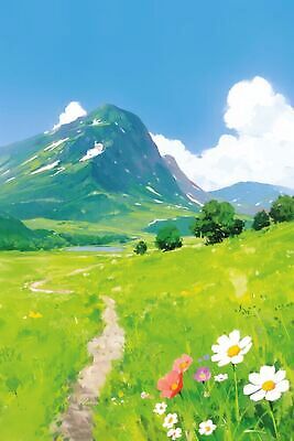 JPG 나무 꽃 길 일러스트 자연 하늘 산 풍경 초원 국내일러스트 AI일러스트 AI콘텐츠 식물 생태계 파일형식