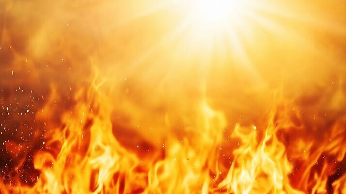 JPG 편집이미지 불 불꽃 여름 빛 햇빛 태양 뜨거움 더위 이미지편집 AI컴퓨터그래픽 AI콘텐츠 자연요소 계절 날씨 파일형식