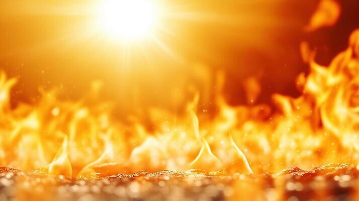 JPG 편집이미지 자연현상 불 불꽃 여름 빛 햇빛 태양 뜨거움 더위 이미지편집 AI컴퓨터그래픽 AI콘텐츠 자연요소 계절 자연 날씨 파일형식