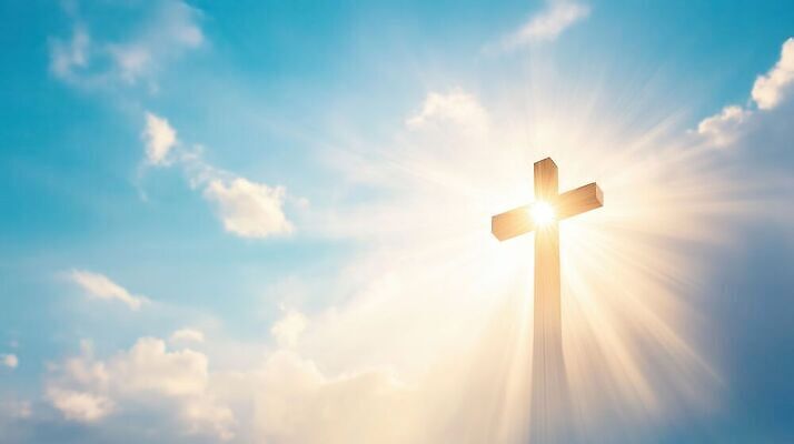 JPG 구름 편집이미지 기독교 종교 십자가 하늘 빛 햇빛 태양 믿음 천주교 이미지편집 AI컴퓨터그래픽 AI콘텐츠 자연요소 감정 파일형식