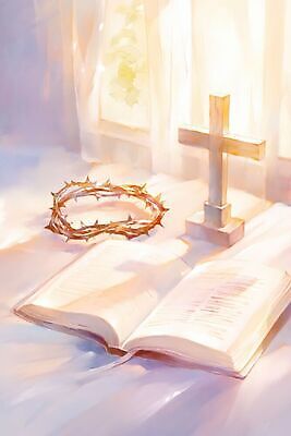JPG 기독교 종교 십자가 일러스트 탁자 빛 믿음 성경 기도 예배 가시면류관 국내일러스트 AI일러스트 AI콘텐츠 감정 가구 종교용품 파일형식