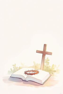 JPG 기독교 종교 상징 십자가 일러스트 믿음 성경 기도 예배 가시면류관 경전 국내일러스트 AI일러스트 AI콘텐츠 감정 종교용품 책 파일형식