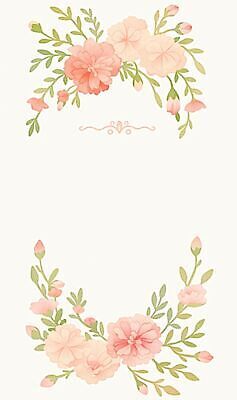 JPG 식물 꽃 분홍색 잎 일러스트 봄꽃 프레임 카네이션 초대장 국내일러스트 AI일러스트 AI콘텐츠 컬러 카드_감사 봄 파일형식