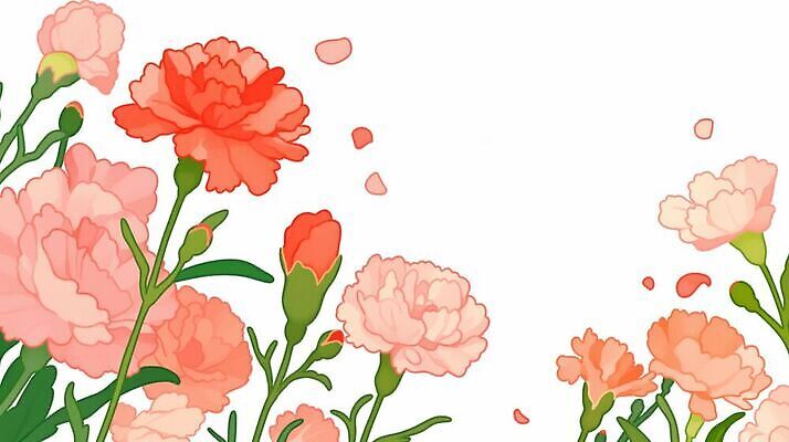 JPG 식물 꽃잎 꽃 일러스트 봄꽃 카네이션 국내일러스트 AI일러스트 AI콘텐츠 봄 파일형식