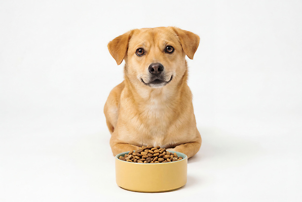 JPG 편집이미지 그릇 응시 반려견 털 앉기 반려동물 식사 강아지 먹이 편집실사 AI포토 AI콘텐츠 동물 식기 시선 모션 개 CG 파일형식