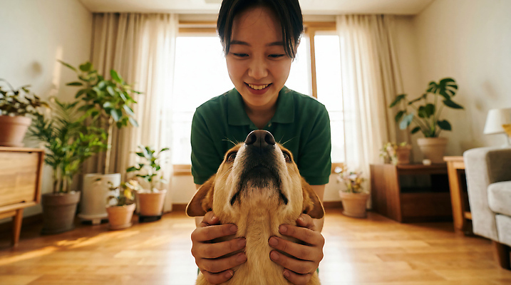 동물 여자 감정 어린이 의자 포유류 관계 안기 표정 빛 반려동물 개 CG 파일형식 AI포토 소녀 소파 방 식물 미소 햇빛 오후 공간 즐거움 포옹 가족 행복 편집실사 JPG 편집이미지 강아지 반려견 AI인물포토 AI콘텐츠 의료성형뷰티