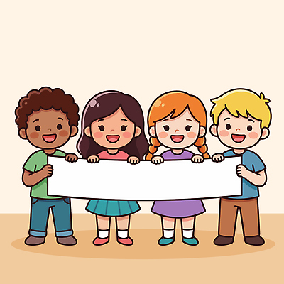 손 어린이 일러스트 함께함 웃음 들기 친구 현수막 즐거움 국내일러스트 AI파일 감정 컨셉 관계 모션 표정 사람 신체부위 파일형식 벡터