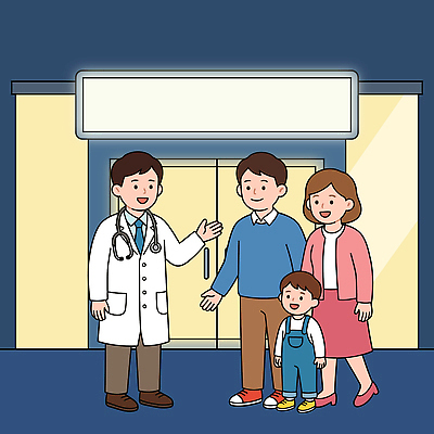 여자 남자 행복 어린이 일러스트 의학 가족 건강 병원 부모 환자 의사 소아과 흰가운 국내일러스트 AI파일 감정 관계 사람 의료진 가운 파일형식 벡터