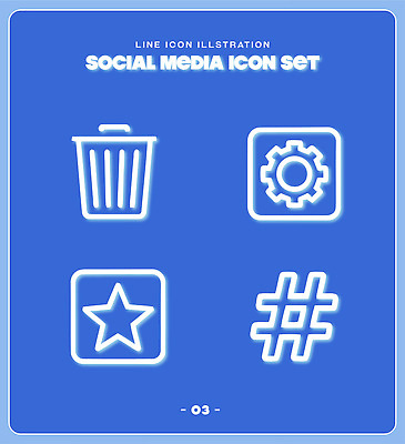 아이콘 디자인 별 표시 세트 쓰레기통 라인아이콘 이미지 기어 소셜미디어 웹디자인 2D아이콘 AI파일 자연요소 파일형식 벡터