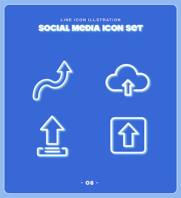 아이콘 디자인 화살표 선 그래픽 파란색 디지털 라인아이콘 심플 클라우드서비스 소셜미디어 업로드 2D아이콘 AI파일 컬러 서비스 파일형식 벡터