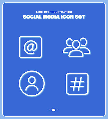 아이콘 디자인 통신 기술 그래픽 파란색 세트 그룹 이메일 라인아이콘 소셜미디어 2D아이콘 AI파일 컬러 파일형식 벡터