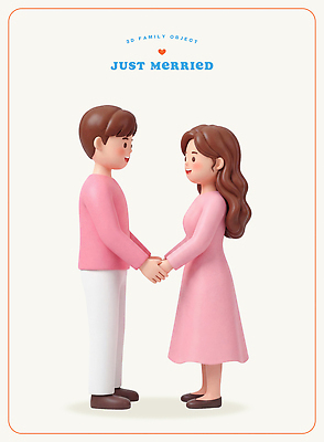 PSD 편집이미지 커플 여자 남자 행복 분홍색 결혼 신혼부부 사랑 사람 3D 손잡기 편집3D 부부 감정 컬러 관계 모션 이벤트 디지털합성 신혼 파일형식