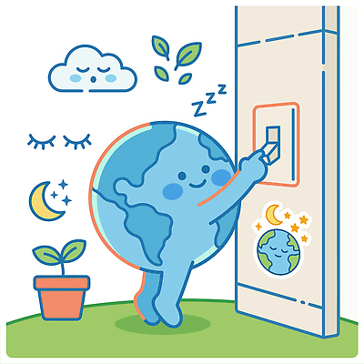 컨셉 모션 조명 에너지 절약 파일형식 벡터 지구 전등 끄기 식물 환경 휴식 에너지절약 상상력 국내일러스트 일러스트 AI파일