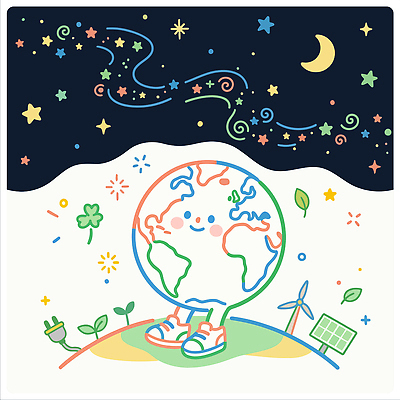 자연요소 표정 에너지 절약 그린에너지 파일형식 벡터 지구 밤 별 달 웃음 신발 식물 태양에너지 풍력에너지 환경 국내일러스트 일러스트 AI파일 에너지절약
