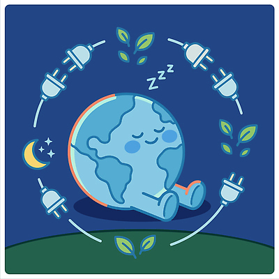 지구 잎 일러스트 에너지 잠 절약 수면 플러그 보호 전기에너지 밤 에너지절약 국내일러스트 AI파일 식물 컨셉 파일형식 벡터