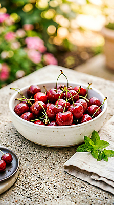 JPG 식물 편집이미지 그릇 꽃 과일 재료 자연 탁자 디저트 야외 여름 식사 체리 민트 고객 건강식 편집실사 AI포토 AI콘텐츠 식기 계절 음식 가구 허브 CG 생태계 파일형식