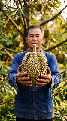 JPG 나무 편집이미지 남자 잎 과일 자연 열대 농작물 농사 수확 농부 열대과일 두리안 의료성형뷰티 편집실사 AI인물포토 AI콘텐츠 식물 직업 농업 사람 CG 생태계 파일형식 AI포토