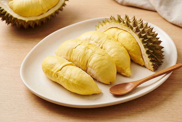 JPG 편집이미지 접시 과일 디저트 열대 껍질 열대과일 부드러움 과육 두리안 편집실사 AI포토 AI콘텐츠 식기 음식 감각 CG 파일형식