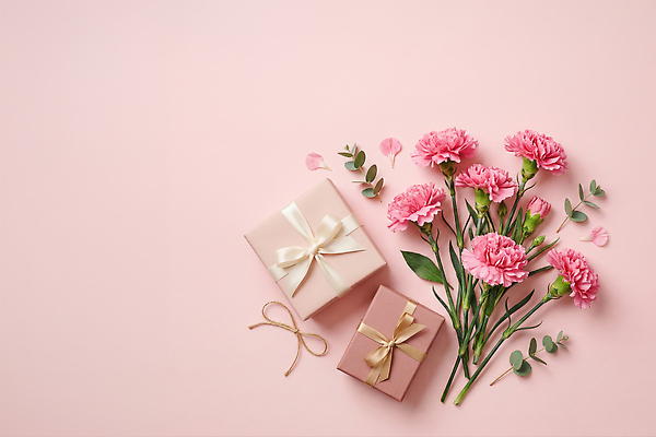 JPG 편집이미지 꽃 리본 분홍색 꽃다발 선물 이벤트 상자 어버이날 스승의날 카네이션 편집실사 AI포토 AI콘텐츠 식물 기념일 컬러 CG 파일형식