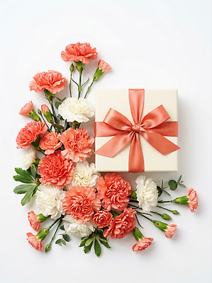 JPG 편집이미지 꽃 리본 선물 이벤트 장식 상자 어버이날 스승의날 카네이션 편집실사 AI포토 AI콘텐츠 식물 기념일 CG 파일형식