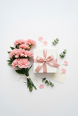 JPG 편집이미지 꽃잎 꽃 리본 분홍색 선물 이벤트 어버이날 스승의날 카네이션 편집실사 AI포토 AI콘텐츠 식물 기념일 컬러 CG 파일형식