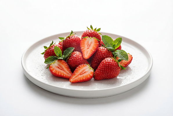 JPG 편집이미지 접시 과일 딸기 디저트 신선 민트 베리 편집실사 AI포토 AI콘텐츠 식기 음식 허브 CG 파일형식