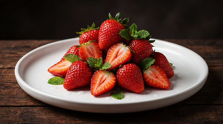 JPG 편집이미지 접시 과일 딸기 디저트 신선 편집실사 AI포토 AI콘텐츠 식기 음식 CG 파일형식