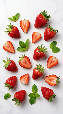 JPG 편집이미지 과일 딸기 디저트 신선 배열 민트 슬라이스 생과일 편집실사 AI포토 AI콘텐츠 음식 허브 CG 파일형식