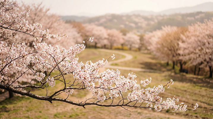 식물 계절 꽃 CG 생태계 파일형식 AI콘텐츠 벚꽃 봄 나무 풍경 언덕 자연 산 거리 가로수 편집이미지 편집실사 JPG 보케 AI컴퓨터그래픽