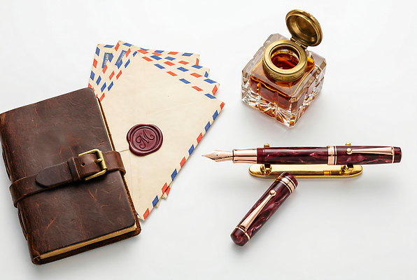 JPG 편집이미지 문구용품 필기구 만년필 기록 우편물 편지지 잉크통 편집실사 AI포토 AI콘텐츠 통 펜 편지 CG 오브젝트 파일형식