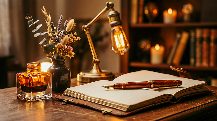 JPG 식물 편집이미지 문구용품 조명 책 펜 공책 기록 책상 편집실사 AI포토 AI콘텐츠 가구 필기구 CG 오브젝트 파일형식