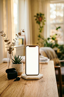 JPG 식물 편집이미지 화분 기술 스마트폰 디지털 책상 편집실사 AI컴퓨터그래픽 AI콘텐츠 가구 핸드폰 스마트기기 CG 파일형식