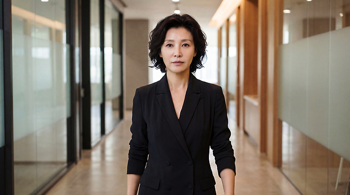 JPG 편집이미지 여자 중년 비즈니스 직장 정장 사무실 걷기 복도 의료성형뷰티 편집실사 AI인물포토 AI콘텐츠 옷 회사 모션 사람 성인 CG 파일형식 AI포토