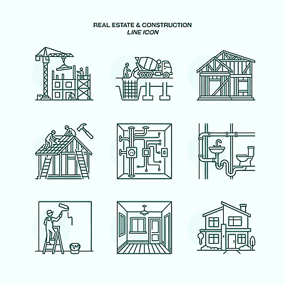 건축 일러스트 지붕 부동산 공사 사람 건물 페인트 건설현장 트럭 도구 작업 구조물 기중기 파이프 리모델링 작업자 국내일러스트 AI파일 건축물 자동차 건설업 중장비 재산 파일형식 벡터