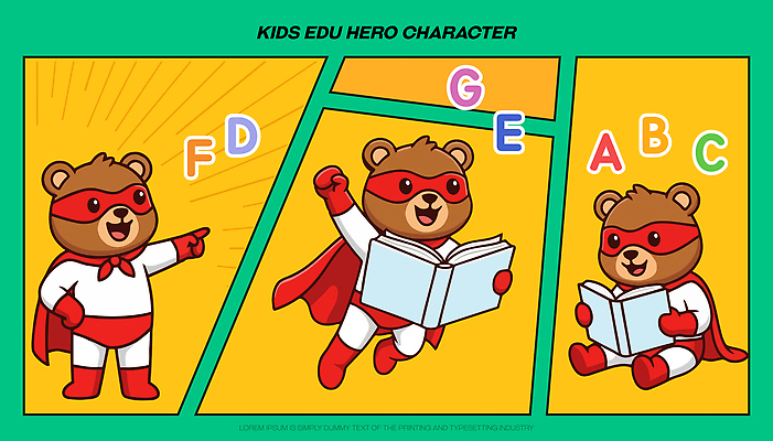 영어 교육 감정 컨셉 모션 영웅 파일형식 벡터 캐릭터 책 읽기 알파벳 학습 즐거움 귀여움 슈퍼히어로 어린이교육 일러스트 국내일러스트 AI파일