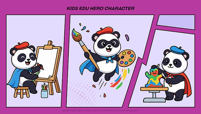 교육 감정 곰 모션 문화예술 파일형식 벡터 판다 캐릭터 그림 미술 붓 팔레트 장난감 만들기 즐거움 예술 어린이교육 작업실 일러스트 국내일러스트 AI파일