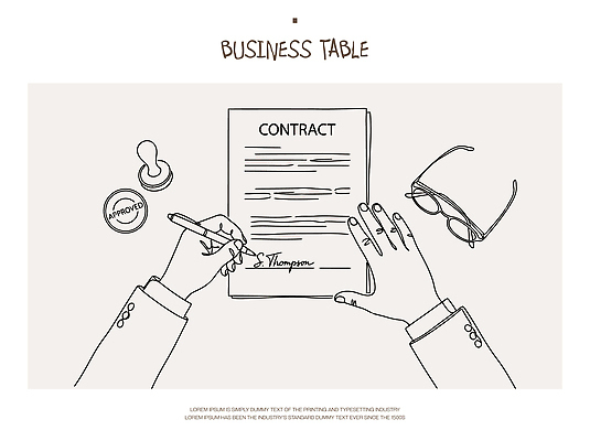 손 안경 일러스트 비즈니스 탁자 사람 도장 필기구 업무 계약 문서 계약서 서명 문서작업 국내일러스트 AI파일 잡화 가구 문구용품 신체부위 작업 파일형식 벡터