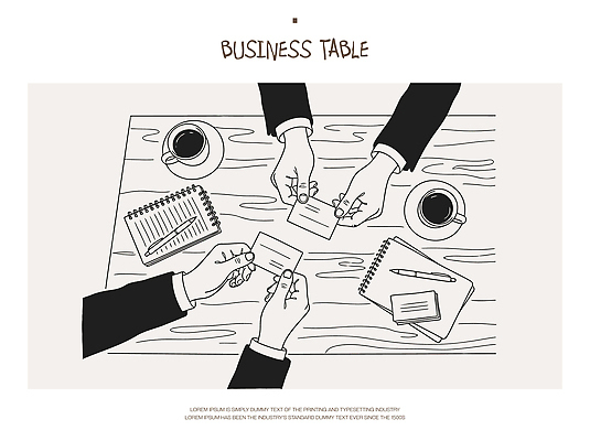 손 커피 일러스트 회사 비즈니스 명함 탁자 회의 대화 여러명 공책 거래 메모지 업무 국내일러스트 AI파일 음료 가구 다수 문구용품 말하기 사람 신체부위 사무용품 작업 파일형식 벡터