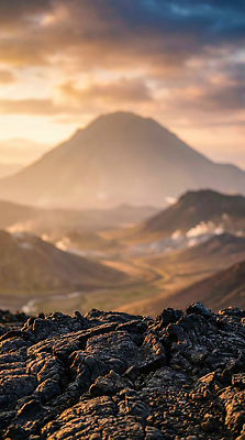JPG 편집이미지 백그라운드 자연 하늘 산 풍경 일몰 화산 지형 편집실사 AI컴퓨터그래픽 AI콘텐츠 노을 CG 생태계 파일형식