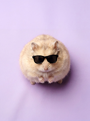 JPG 동물 편집이미지 반려동물 선글라스 귀여움 보라색 햄스터 편집실사 AI컴퓨터그래픽 AI콘텐츠 안경 컬러 컨셉 설치류 CG 파일형식