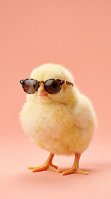 JPG 동물 편집이미지 분홍색 조류 병아리 선글라스 귀여움 작음 편집실사 AI컴퓨터그래픽 AI콘텐츠 안경 컬러 컨셉 크기 CG 파일형식