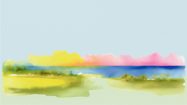 JPG 바다 일러스트 자연 하늘 수채화 풍경 초원 물 수평선 국내일러스트 AI일러스트 AI콘텐츠 자연요소 생태계 파일형식