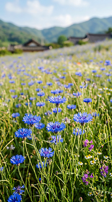 JPG 식물 편집이미지 꽃 자연 풍경 초원 농촌 풀 수레국화 경관 편집실사 AI포토 AI콘텐츠 시골 CG 생태계 파일형식