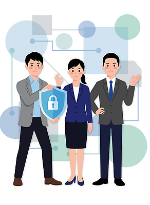 포즈 일러스트 협력 직장 사람 정장 방어 보호 보안 국내일러스트 AI파일 옷 컨셉 회사 안전 파일형식 벡터