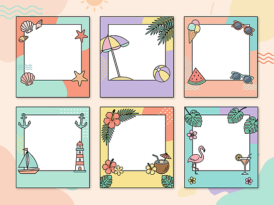 디자인 음료 바다 과일 일러스트 아이스크림 열대 프레임 등대 여름 배 플라밍고 국내일러스트 AI파일 계절 조류 디저트 파일형식 벡터