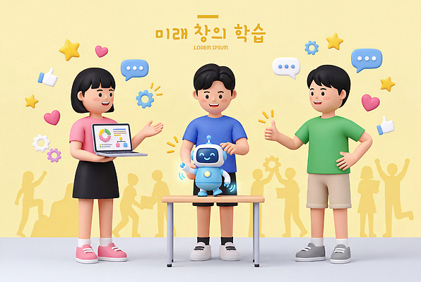 PSD 편집이미지 교육 과학 모션 청소년 미래 협력 기술 노트북 학습 컴퓨터 정보 로봇 소통 창의력 편집3D 컨셉 사람 전자제품 3D 파일형식